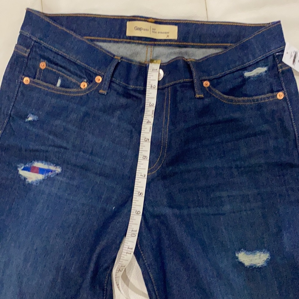 Gap distressed dark blue jeans sz 29 petite - Picture 8 of 9